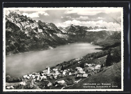 AK Obstalden, Ortsansicht Mit Walensee, Hotel Hirschen - Obstalden