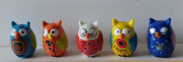 FEVE - FEVES - LOT DE 5 FEVES HIBOUX - CHOUETTES - SERIE A IDENTIFIER - Animals