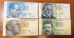 Finlandia Finland 10 20 50 100 Marchi Markkaa 1986/1993  Pick 113 122 114 115 Lotto.2567 - Finland