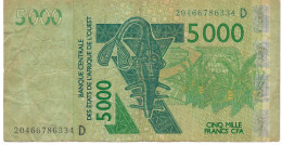 W.A.S.  MALI  P417Dt 5000 FRANCS (20)20 2020 Signature 44   FINE Only 1 P.h. - West African States