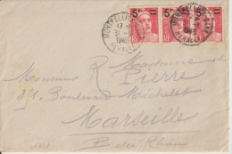 Delcampe - 1949 - GANDON - ENVELOPPE De MONTPELLIER (HERAULT) => MARSEILLE - 1945-54 Marianne (Gandon)