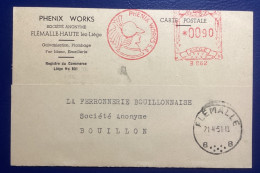 Phoenix Works Flemalle 1951 Rode Frankeerstempel Carte Postale - ...-1959