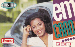 MAURITIUS - Woman On Phone, Emtel Prepaid Card Rs 200, Used - Mauritius