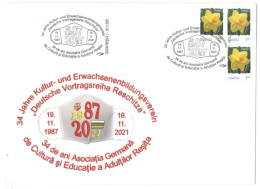 GERMAN ASSOCIATION FOR ADULTS CULTURE AND EDUCATION, RESITA, FLOWERS, NARCISSUS STAMPS ON  COVER 2021, ROMANIA - Briefe U. Dokumente