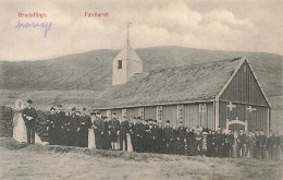 DANEMARK - Færöerne - Brudefolge - Mariage - Eglise - Tour - Croix - Flèche - Animé - Carte Postale Ancienne - Danimarca