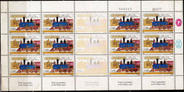 ISRAEL 1977 TRAINS ERRORS STRIP OF 3 WITH TAB MISSING COLOUR IN THE MIDDLE OF THE SHEET MNH VF!! - Imperforates, Proofs & Errors