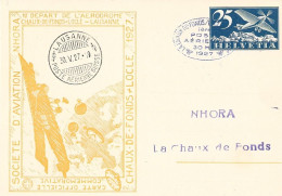 13 - 31 - Entier Postal "NHORA" - Oblit Spéciale Vol Chaux-de-Fonds-Lausanne 1927 - Altri & Non Classificati
