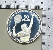 H0335 MONEDA NIVE 50 DOLARES BORIS BECKER PROOF 28,6 GRAMOS PLATA - Autres – Océanie