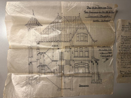 Erpe Mere Aalst Moorsel Bouwplannen + Brief Villa Raadsheer Ch. De Piuis - Staatsbaan Naar Gent 370 Uit 1924! - Architectuur