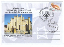MEDIAS SYNAGOGUE, JEWISH CULT, YELLOW HERON BIRD STAMP ON COVER,  2021, ROMANIA - Briefe U. Dokumente