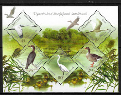 Ukraine 2004 MiNr. 673 - 677 Bl 48 (5,00  €) Danube Biosphere Nature Reserve, Birds, Waterfowl  S\sh  MNH ** - Cisnes
