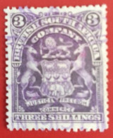 BRITISH SOUTH AFRICA COMPANY (BSAC) 3 SHILLING DEEP VIOLET USED 1898-1908 - Zuid-Rhodesië (...-1964)