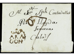 ESPAÑA: PREFILATELIA. 1789. LA GRANJA A CALAF. Marca ARA/GON (nº 1) De Fraga. MUY BONITA Y RARA. - Altri & Non Classificati