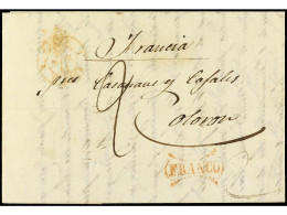 ESPAÑA: PREFILATELIA. 1844. NAVAL (Huesca) A OLORON (Francia). Marca FRANCO General En Rojo De HUESCA Estampada En Tráns - Altri & Non Classificati