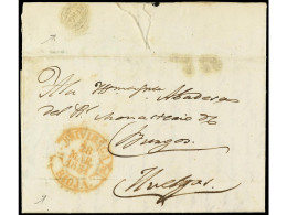 ESPAÑA: PREFILATELIA. 1851. BRIVIESCA A HUELGAS. Fechador BRIVIESCA/RIOJA Y Al Dorso Fechador De Llegada A BURGOS. - Altri & Non Classificati