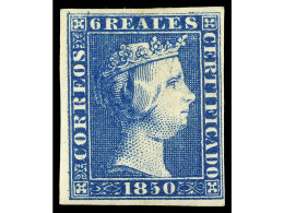 * ESPAÑA. 6 Reales Azul. Color Intenso Y Márgenes Completos. Muy Buen Ejemplar. Cert. COMEX. Ed.4. - Altri & Non Classificati
