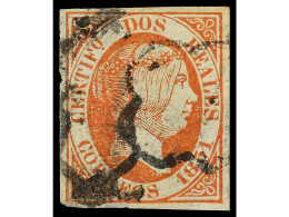 ° ESPAÑA. 2 Reales Naranja Oscuro. Excelente Color. Muy Bonito Ejemplar. Cert. COMEX. Ed.8. Cat. 10.200€. - Other & Unclassified