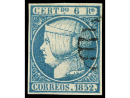 ° ESPAÑA. 6 Reales Azul Verdoso. 'S' De 'Rs' Deformada, Tiene La Forma De Un 8. PRECIOSO Y RARO. Ed.16ita. Cat. 750€. - Other & Unclassified
