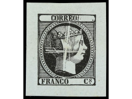 ESPAÑA. PRUEBA DE PUNZÓN LIMADO Negro S. Azulado. Muy Bonita (Gálvez 34). Ed.17. - Other & Unclassified