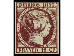 * ESPAÑA. 12 Cuartos Violeta. Márgenes Completos (el Superior Algo Ajustado) Y Buen Color. Muy Buen Ejemplar. Cert. GRAU - Other & Unclassified