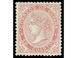 (*) ESPAÑA. 19 Cuartos Rosa. Muy Bien Centrado. Muy Buen Ejemplar. Cert. COMEX (1977). Ed.90. Cat. 2.300€. - Altri & Non Classificati
