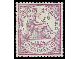 (*) ESPAÑA. 40 Céntimos Violeta. Centrado Perfecto. LUJO. Cert. COMEX. Ed.148. Cat. 650€. - Other & Unclassified