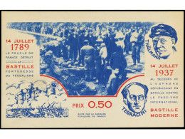 ESPAÑA GUERRA CIVIL. 1937. T.P. Editada Por El 'Secours Populaire De France' Con Imágenes De THALMANN Y TERRACINI Entre  - Altri & Non Classificati