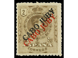 ** COLONIAS ESPAÑOLAS: CABO JUBY. 2 C. Castaño, DOBLE HABILITACIÓN En Rojo Y Negro. Ed.6hhcc. Cat. +240€. - Otros & Sin Clasificación