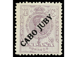 ** COLONIAS ESPAÑOLAS: CABO JUBY. 20 Céntimos Lila. PIEZA DE LUJO. Raro En Esta Calidad. Cert. COMEX. Ed.NE 1. - Otros & Sin Clasificación
