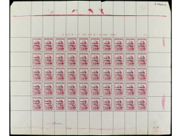 ** COLONIAS ESPAÑOLAS: GUINEA. 4 Pesetas Lila Rosa. Hoja Completa De 50 Sellos. Ed.242. Cat. 5.000€. - Other & Unclassified