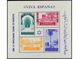 ** COLONIAS ESPAÑOLAS: MARRUECOS. SERIE COMPLETA. 2 Hojas Bloque. 10 Juegos. Ed.167/8. Cat. 900€. - Altri & Non Classificati