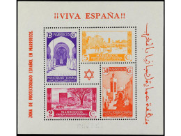 ** COLONIAS ESPAÑOLAS: TANGER. SERIE COMPLETA, 2 Hojas Bloque. 10 Juegos. Ed.167/8. Cat. 900€. - Andere & Zonder Classificatie