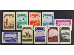 ** COLONIAS ESPAÑOLAS: MARRUECOS. SERIE COMPLETA, 10 Valores. SIN DENTAR. Ed.186/95s. Cat. +255€. - Altri & Non Classificati