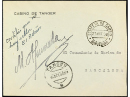 COLONIAS ESPAÑOLAS: MARRUECOS. 1938. TANGER A BARCELONA. Manuscrito 'certifico Que No Hay Sellos' Y Firma Tampón De Admi - Altri & Non Classificati
