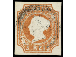 ° PORTUGAL. 5 Reis Castaño. Muy Bonito. Cert. E. DIENA. Mu.1. Cat. 1.600€. - Otros & Sin Clasificación
