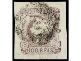 ° PORTUGAL. 100 Reis Lila. Grandes Márgenes. Muy Bonito. Cert. FULPIUS. Mu.4. Cat. 3.500€. - Otros & Sin Clasificación