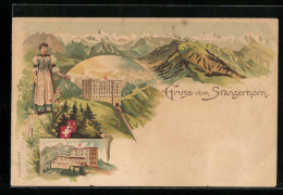 Lithographie Stanserhorn, Hotel Mit Bergen - Stans