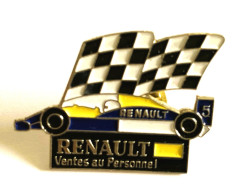 PINS AUTOMOBILE RENAULT F1 VENTES AU PERSONNEL / DRAPEAU A DAMIER / MERCE24/1 - F1