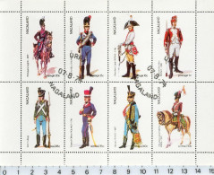 Nagaland  -1974 - (Nord India) - Militaire//uniforme//cheval - Série En Bloc Feuillet De 8 Valeurs Oblitérés - Vignettes De Fantaisie