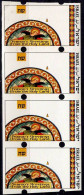 ISRAEL 1994  MACHINE LABELS CHRISTMAS ERRORS STRIP OF 4 IMPERFORATED MISSING VALUE MNH VF!! - Imperforates, Proofs & Errors