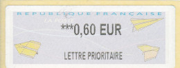 France Timbre De Distributeur  Année 2000 Lettre Prioritaire 0.60 Euro - 2000 Type « Avions En Papier »