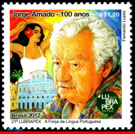 Ref. BR-3233 BRAZIL 2012 JORGE AMADO, WRITER, PORTUGUESE LANGUAGE, LUBRAPEX, MNH, FAMOUS PEOPLE 1V Sc# 3233 - Other & Unclassified
