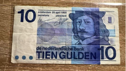 Netherlands ，10 Gulden，1968，pick 91b，VF Condition - 10 Gulden
