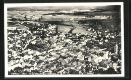 AK Rehau I. Bay., Teilansicht, Fliegeraufnahme - Rehau