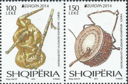 Albania Albanien 2014 Europa CEPT Old Music Instruments Strip Of 2 Stamps MNH - 2014