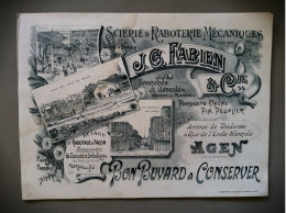 Grand Buvard Scierie & Raboterie Mécaniques Usine à Vapeur J.G Fabien & Cie Avenue De Toulouse Agen 27.5x20.2cm - S