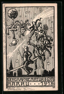 Künstler-AK Aarau, Geographie Matur II Gym 1918 - Aarau