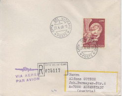 VATICANO CC CERTIFICADA A AUSTRIA 1968 CORREO AEREA ANGEL - Briefe U. Dokumente