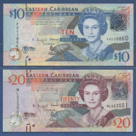 EAST CARIBBEAN STATES - P.52a + 53a - SET 2 Pcs - 10 + 20 Dollars ND (2012) UNC, S/n: See Photos - East Carribeans
