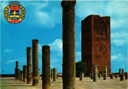 Delcampe - CPM MOROCCO RABAT-La TOUR HASSAN Et Armoiries De La Ville (342838) - Rabat